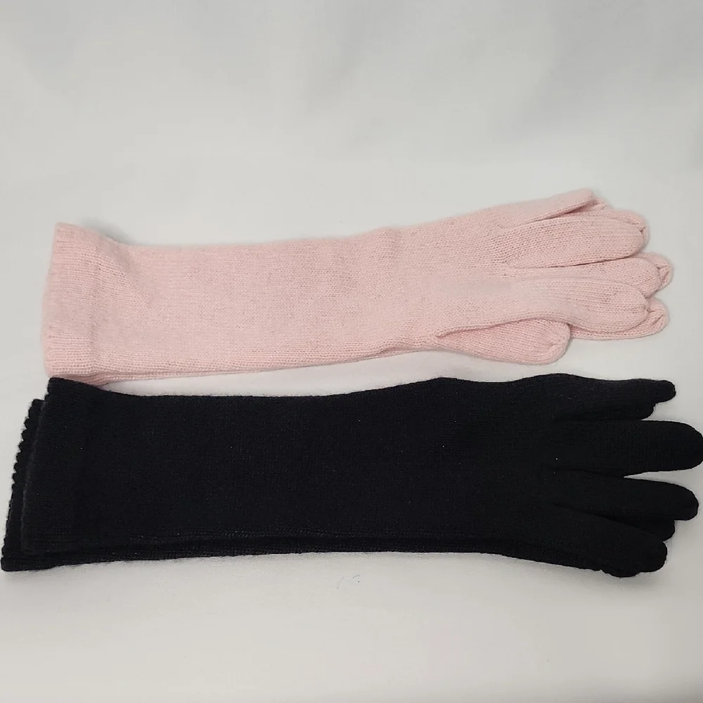 Two Cashmere Black and Pink Women's Gloves